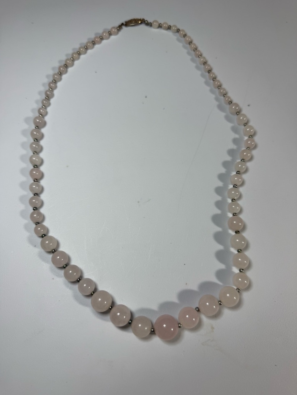 Elegant Vintage Rose Quartz Bead Necklace V6 - Picture 2 of 3